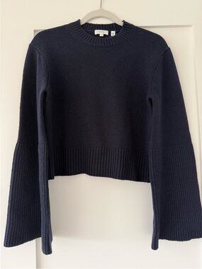 A.L.C. Merino Wool Bell Sleeve Sweater Navy Size Small